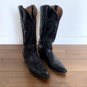 Luchese black leather cowboy boots women size 7b